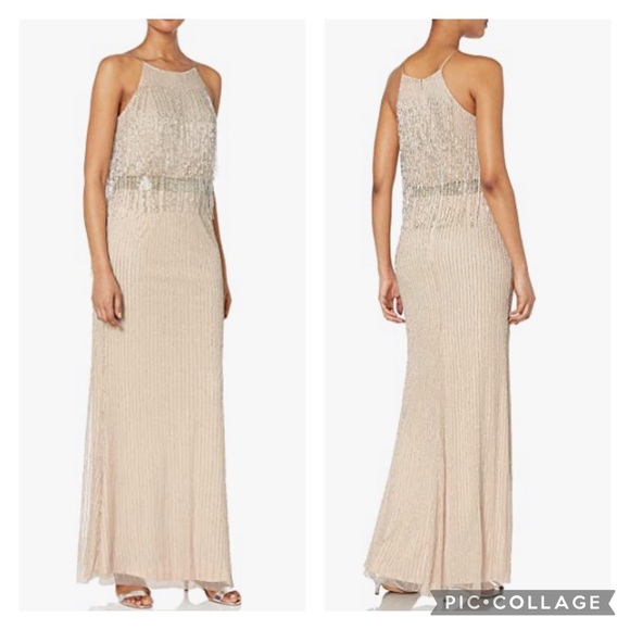Adrianna Papell Gatsby drop waist fringed beaded sleeveless long dress - Picture 6 of 15